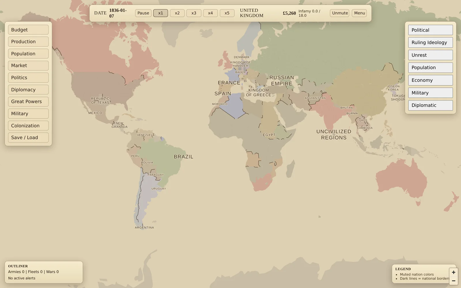 The 1836 world map in Grand Century